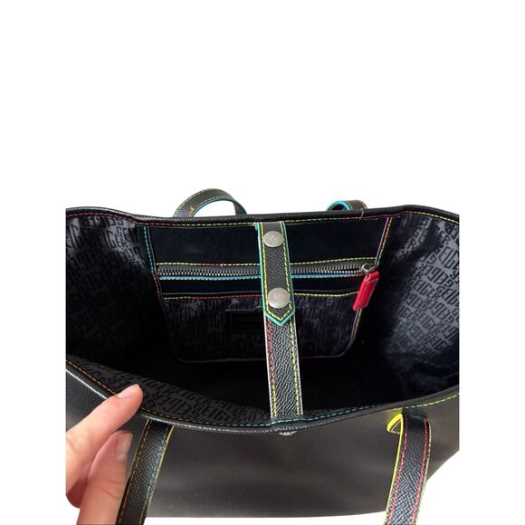 Kurt Geiger London Black Neon Multicolor Leather Richmond Tote Black - Picture 4 of 15